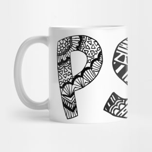 Psi Letter Doodle Pattern Mug